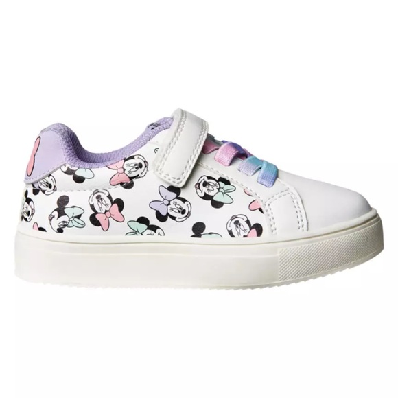 Disney Collection White Minnie Mouse Sneakers Velcro Toddler NWT Size 11 - Picture 1 of 8